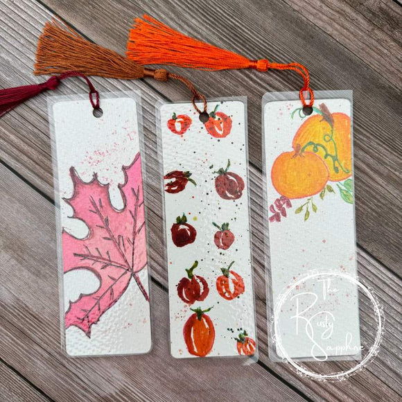 Hand-Painted Fall Themed Bookmarks, Set of 3 (No. 2)