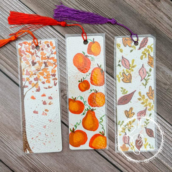 Hand-Painted Fall Themed Bookmarks, Set of 3 (No. 3)