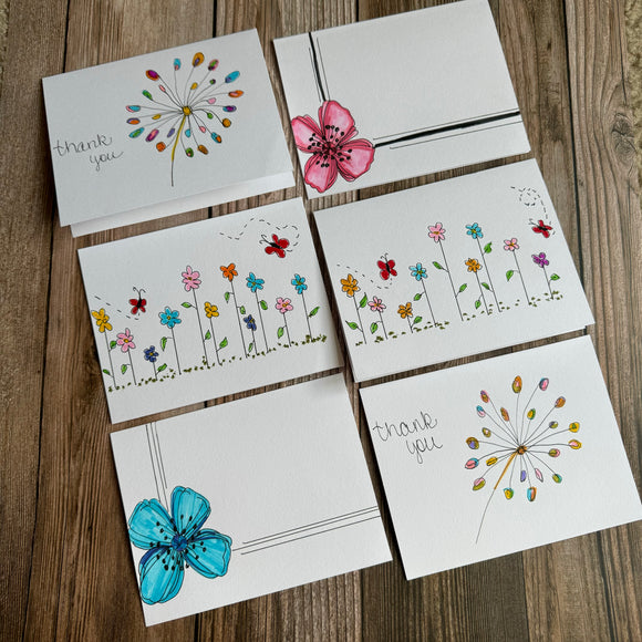 Handmade Thank You Cards No. 3, Set of 6