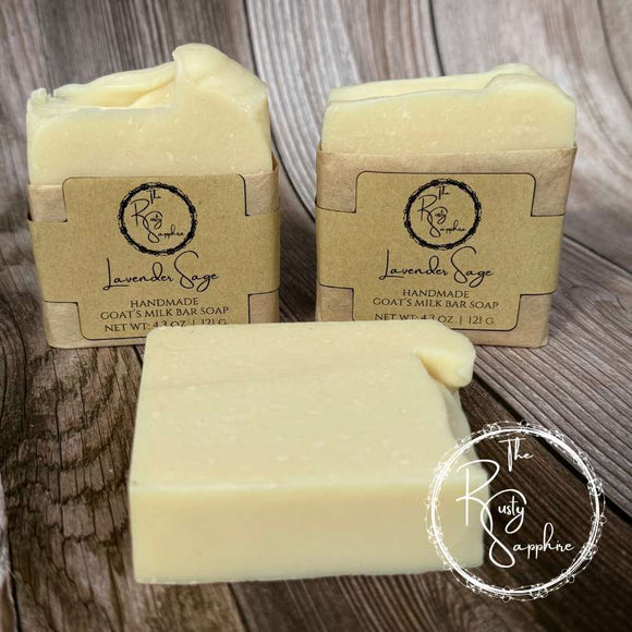 Handmade Goat's Milk Bar Soap, Lavender Sage 4oz