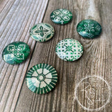 Celtic Inspired Circle Glass Tile Magnet, Set of 6