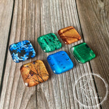 Nature Inspired Glass Tile Magnets Square, Set of 6 (No. 1)