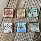 Tree of Life Glass Tile Magnets Square, Set of 6 (No. 1)