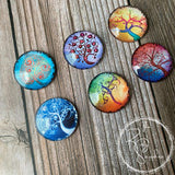 Funky Colorful Tree Glass Tile Magnets, Set of 6 (No. 3)