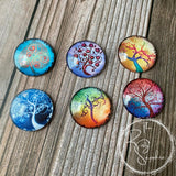 Funky Colorful Tree Glass Tile Magnets, Set of 6 (No. 3)