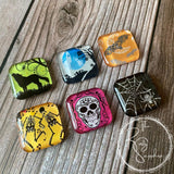 Halloween Inspired Spooky Glass Tile Magnets Square, Set of 6 (No. 1)